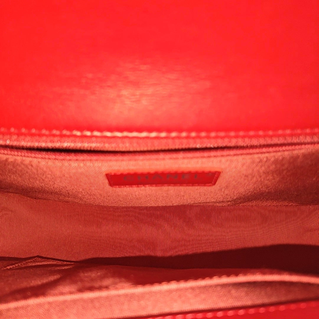 BOY CHANEL Large Quilted Calfskin Red