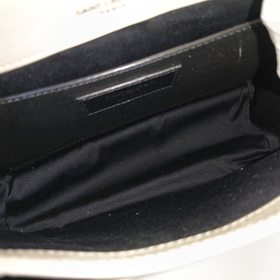 NIKI Small Chevron Calfskin White