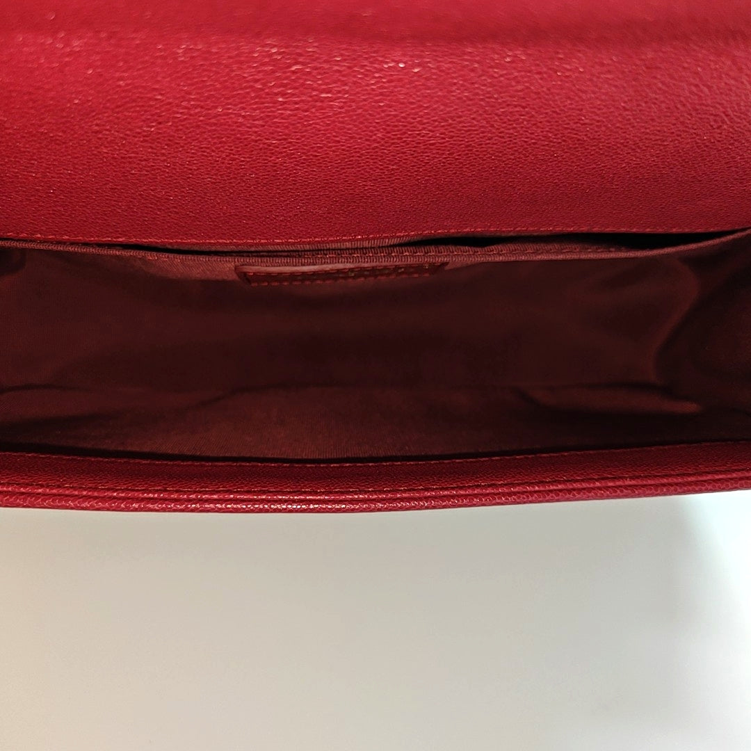 BOY CHANEL Medium Chevron Calfskin Red