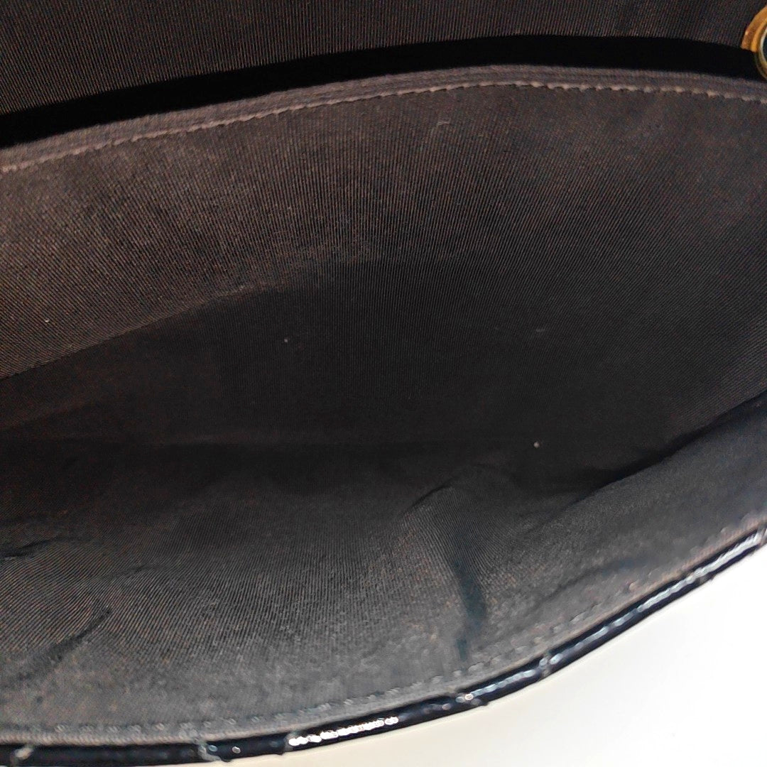 Quilted Patent Leather Shoulder Bag Black