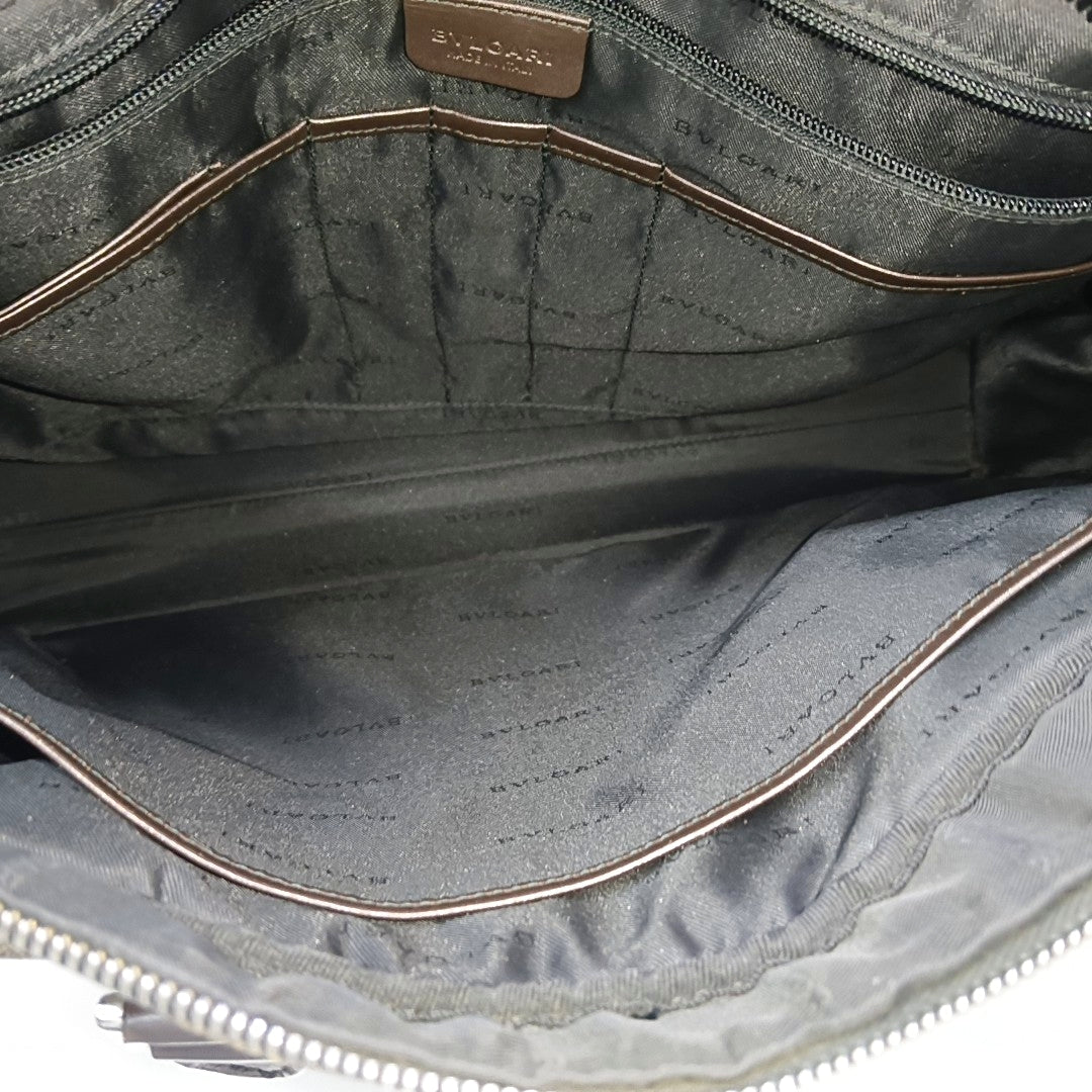 Coated Canvas Top Handle Bag Brown