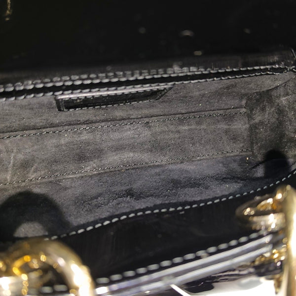 Lady Dior Super Mini Cannage Patent Leather Black