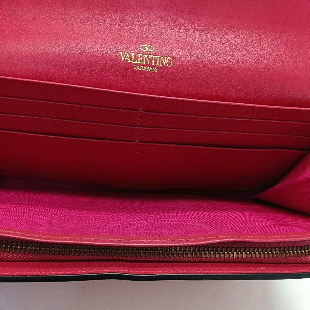 Authenticated pre-owned  Rockstud Calfskin Red Wallet - Wallet at Looply
