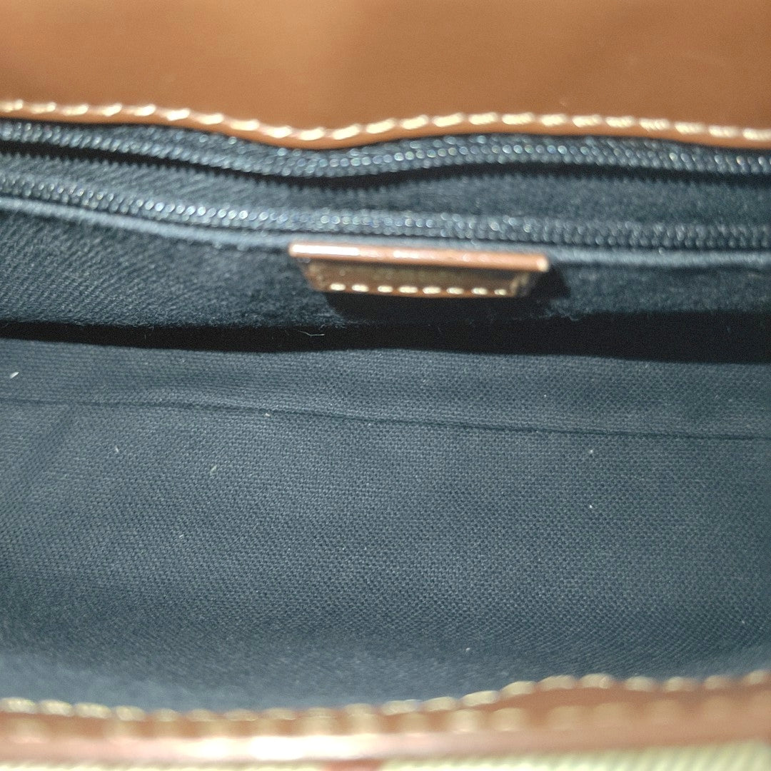 Coated Canvas Top Handle Bag Brown