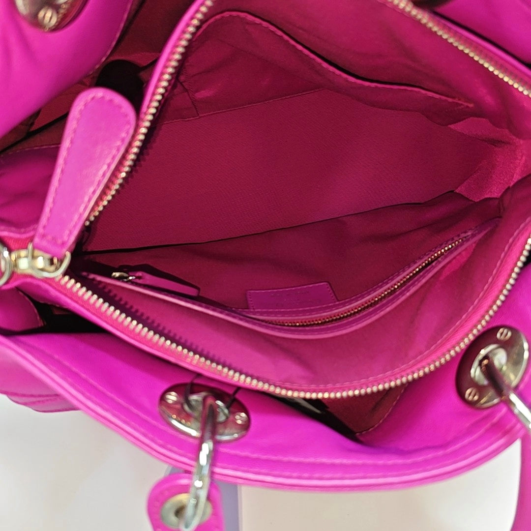 Cannage Calfskin Shoulder Bag Pink
