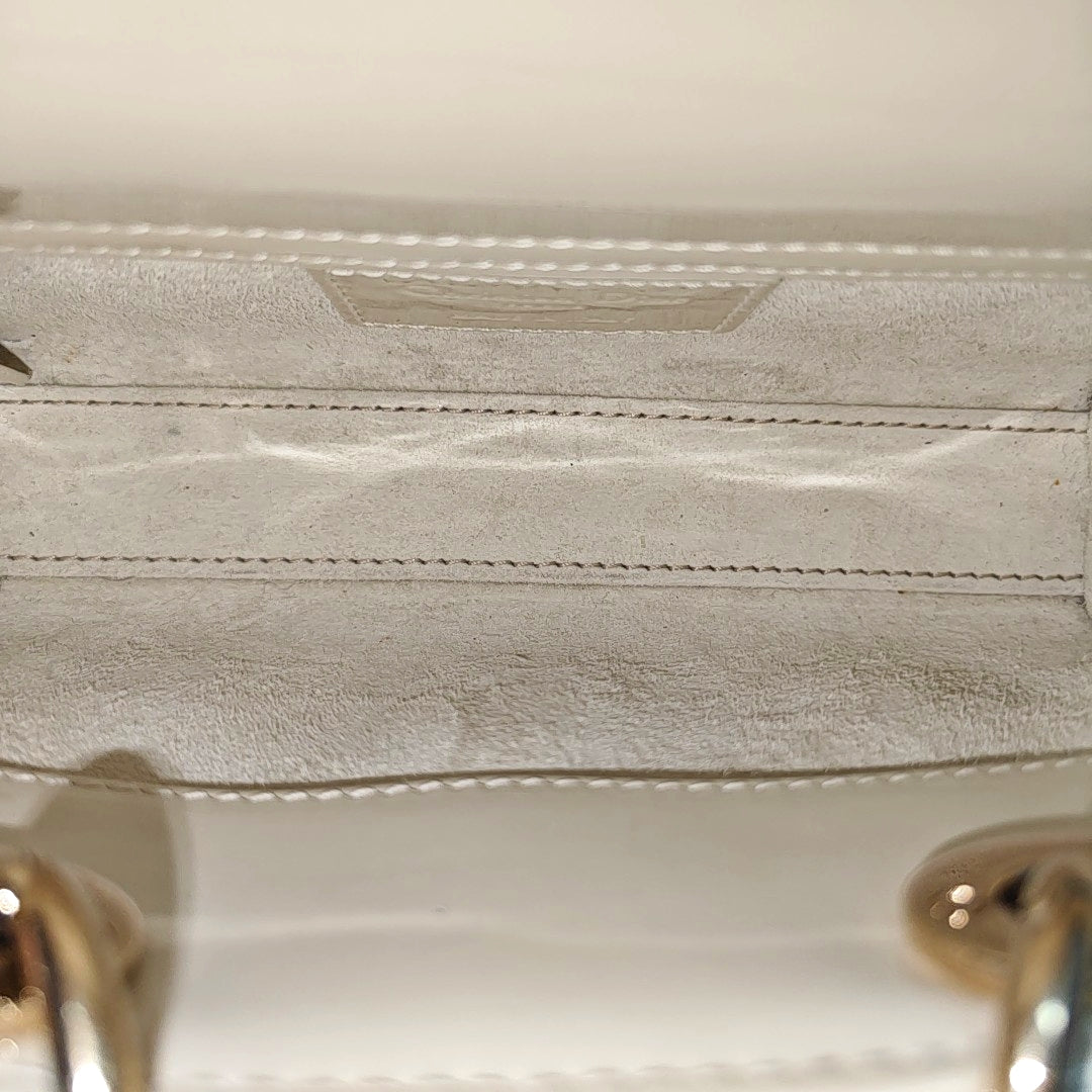Lady D-Joy Super Mini Cannage Patent Leather White
