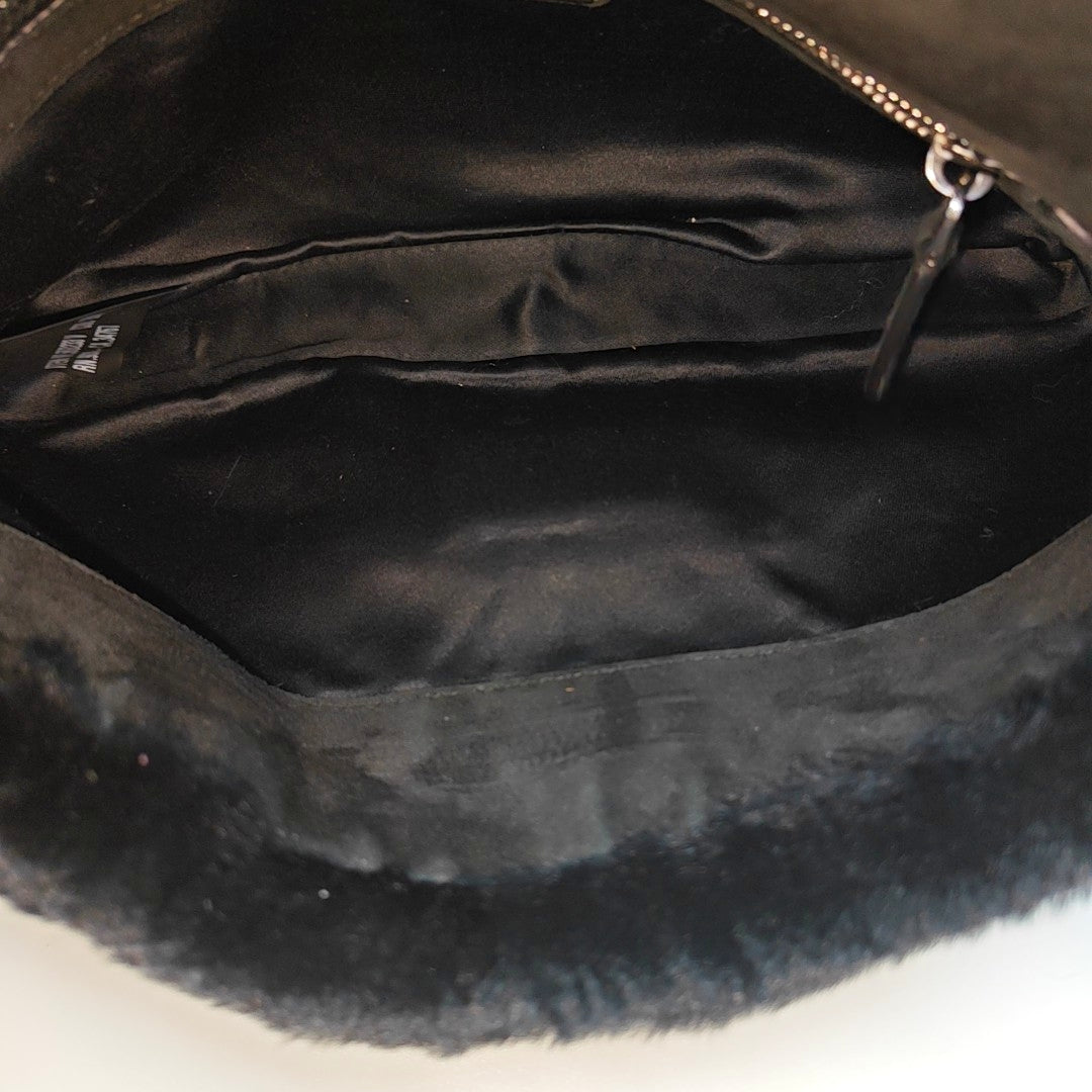 Rabbit Fur Shoulder Bag Black