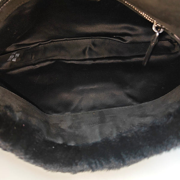 Rabbit Fur Shoulder Bag Black
