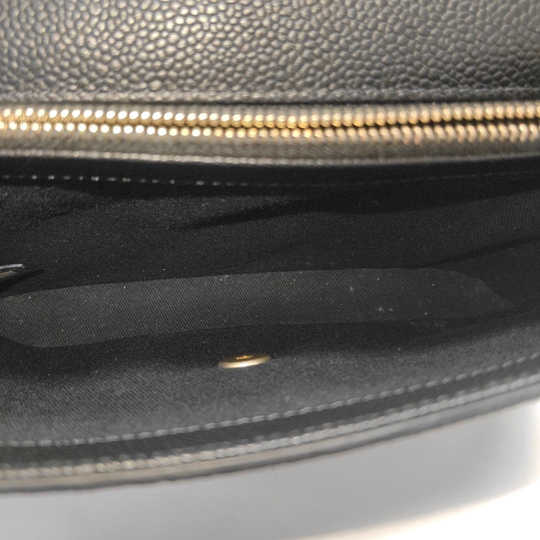 Quilted Grained Calfskin Shoulder Bag Black