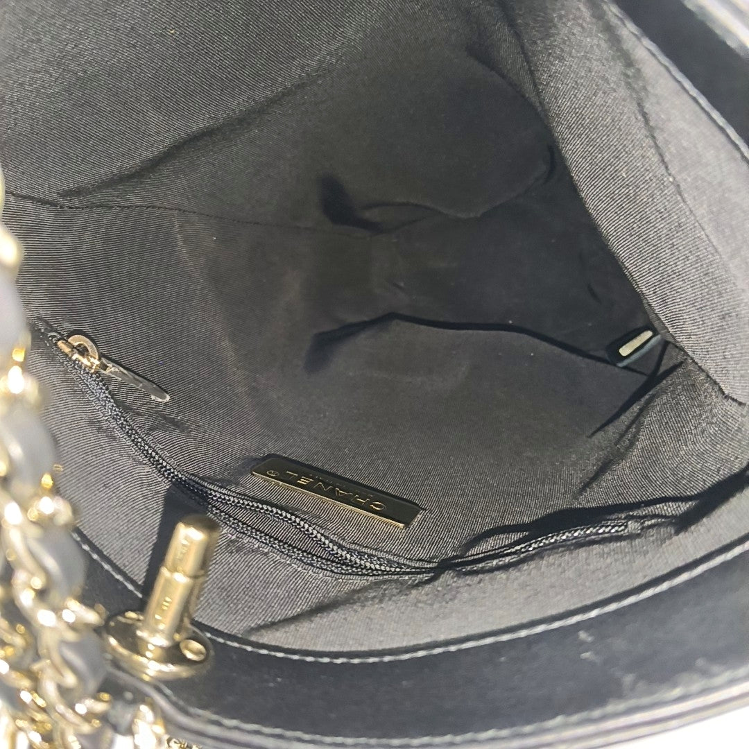Quilted Calfskin Bucket Bag Black