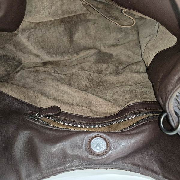 Calfskin Top Handle Bag Brown