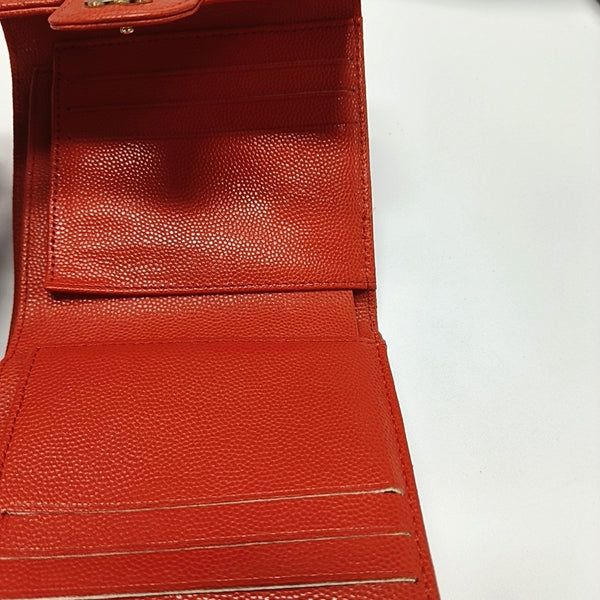 CLASSIC FLAP Quilted Grained Calfskin Red Wallet