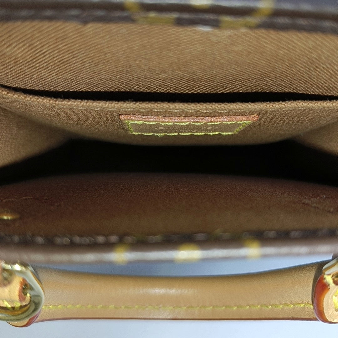 SAC PLAT Mini Monogram Coated Canvas Brown