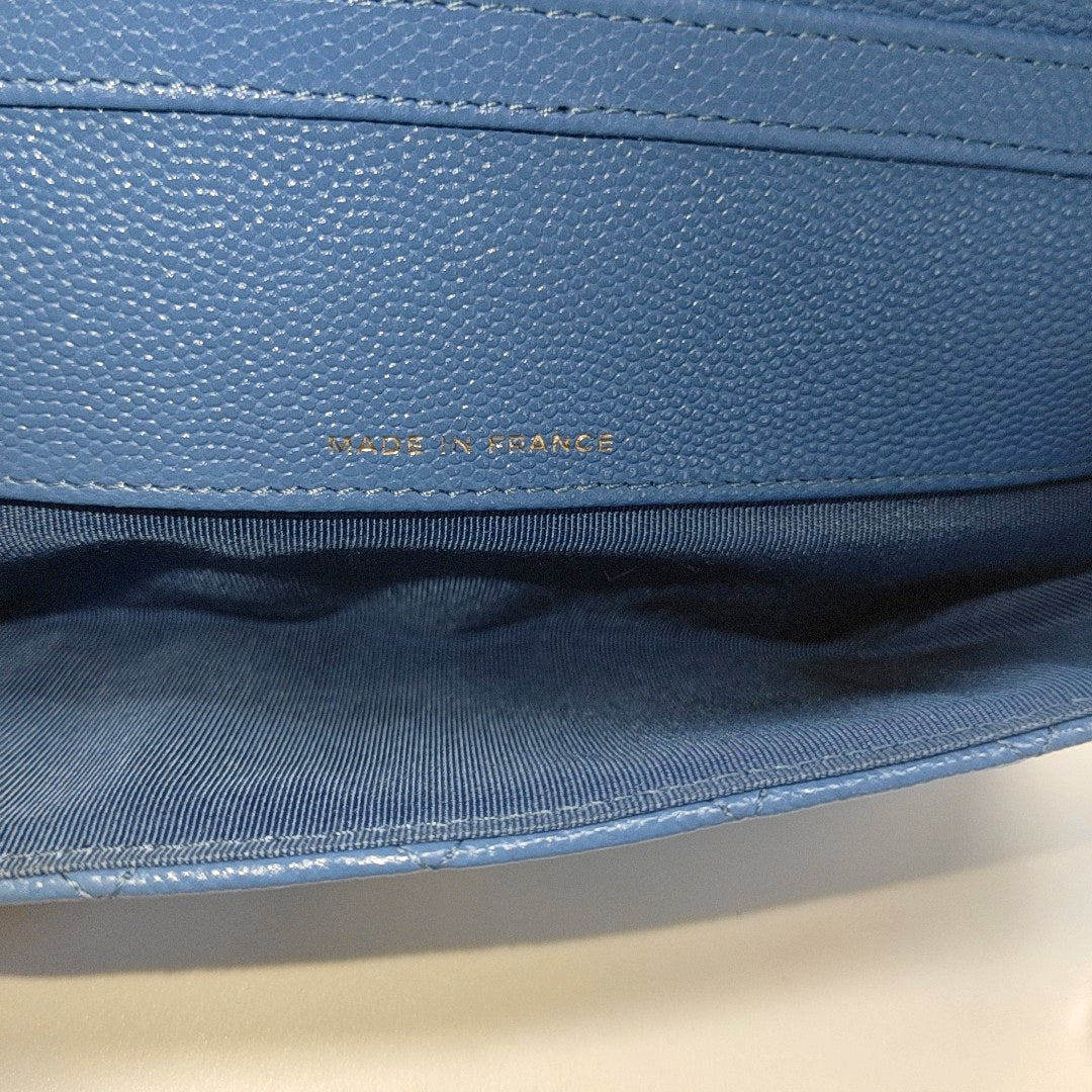 Quilted Grained Calfskin Blue