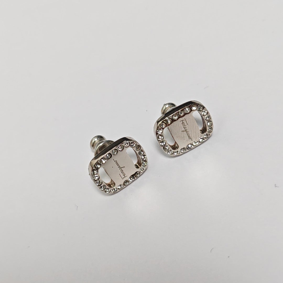 Brass Silver Stud Earrings
