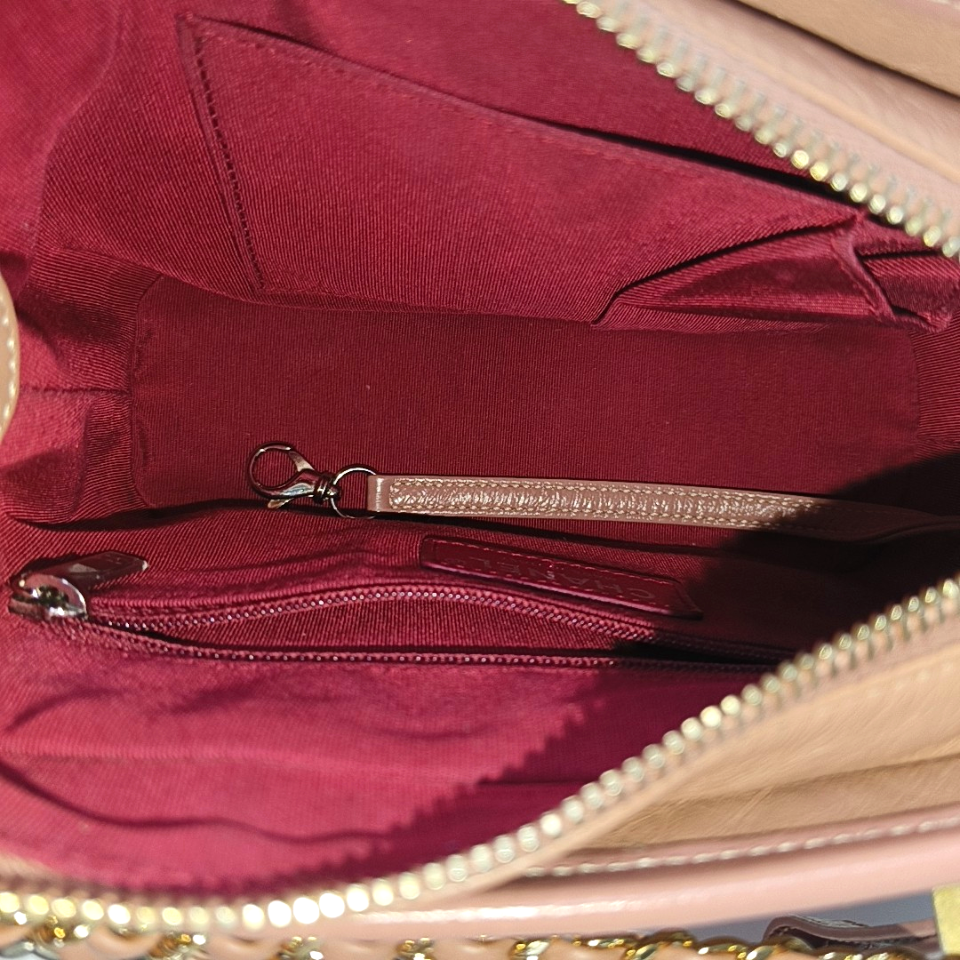 Authenticated pre-owned  GABRIELLE Small Quilted Calfskin Beige - Crossbody Bag at Looply