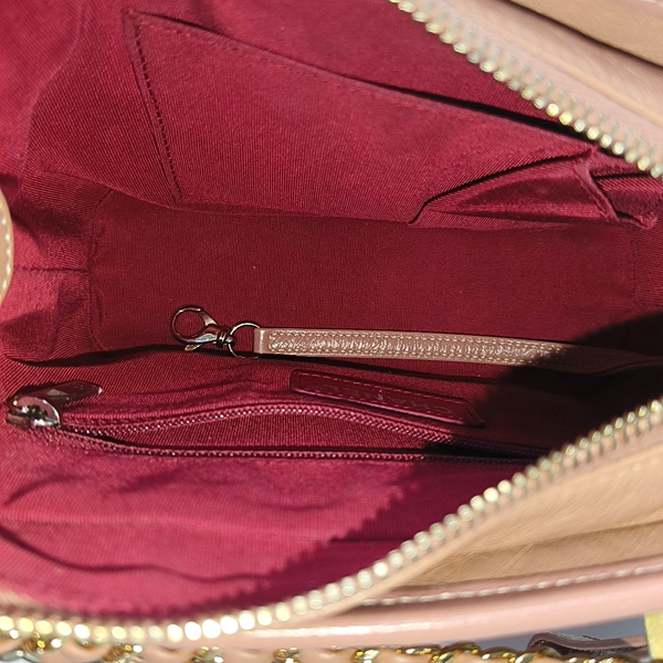 Authenticated pre-owned  GABRIELLE Small Quilted Calfskin Beige - Crossbody Bag at Looply