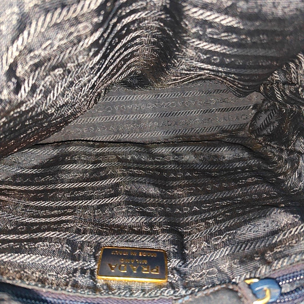 Quilted Nylon Shoulder Bag Blue