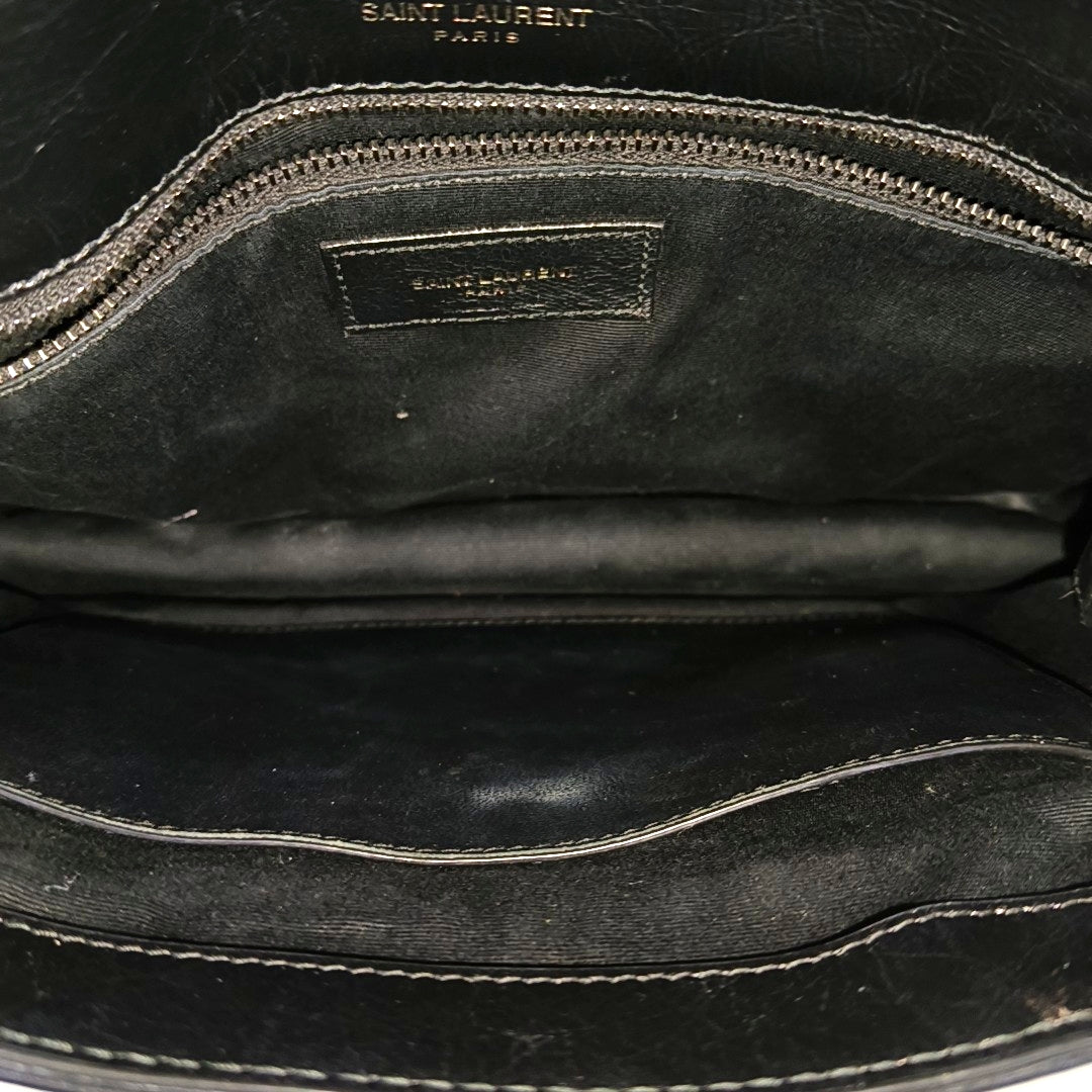NIKI Medium Chevron Calfskin Black