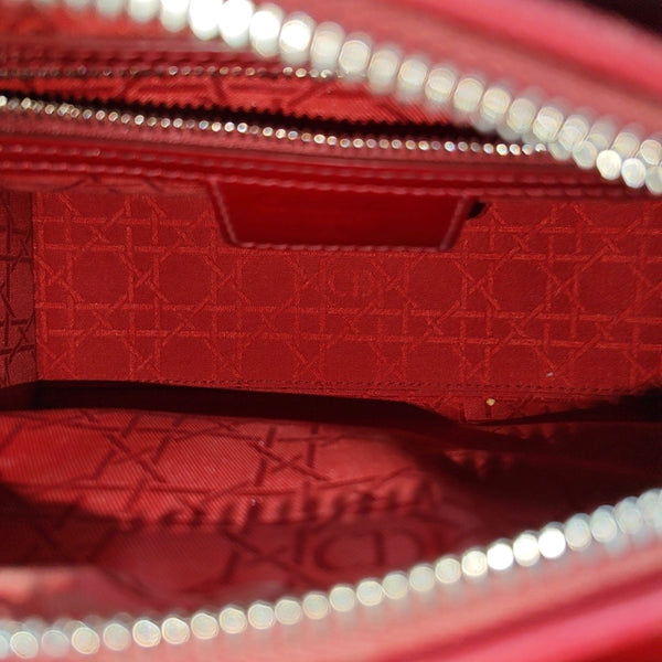 Authenticated pre-owned  Lady Dior Medium Quilted Patent Leather Red - Tote Bag at Looply