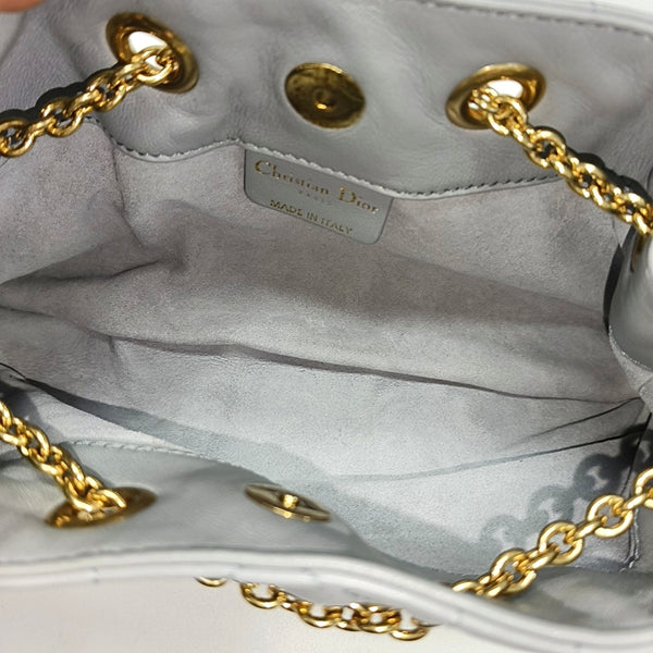Cannage Lambskin Shoulder Bag Small Gray