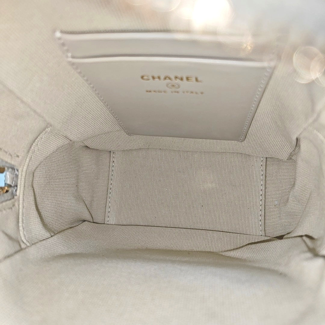 Quilted Grained Calfskin Backpack Mini Gray