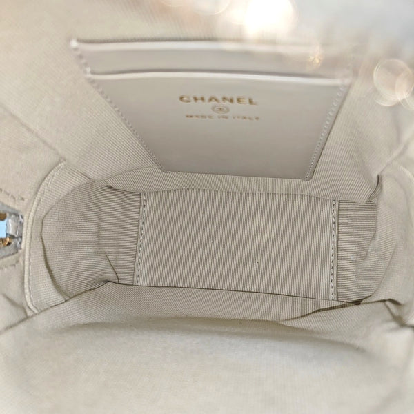 Quilted Grained Calfskin Backpack Mini Gray