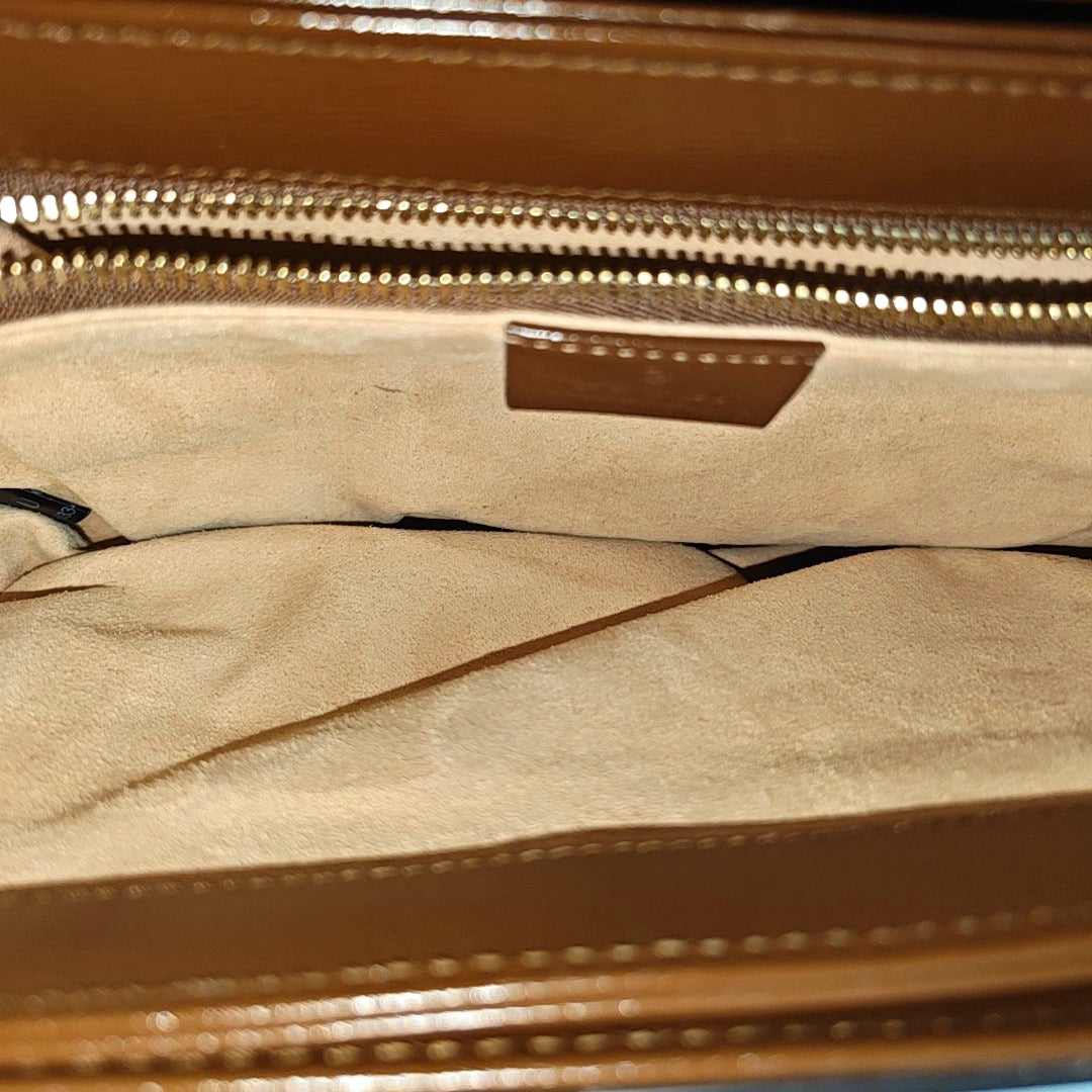 Horsebit 1955 Medium Monogram Coated Canvas Beige