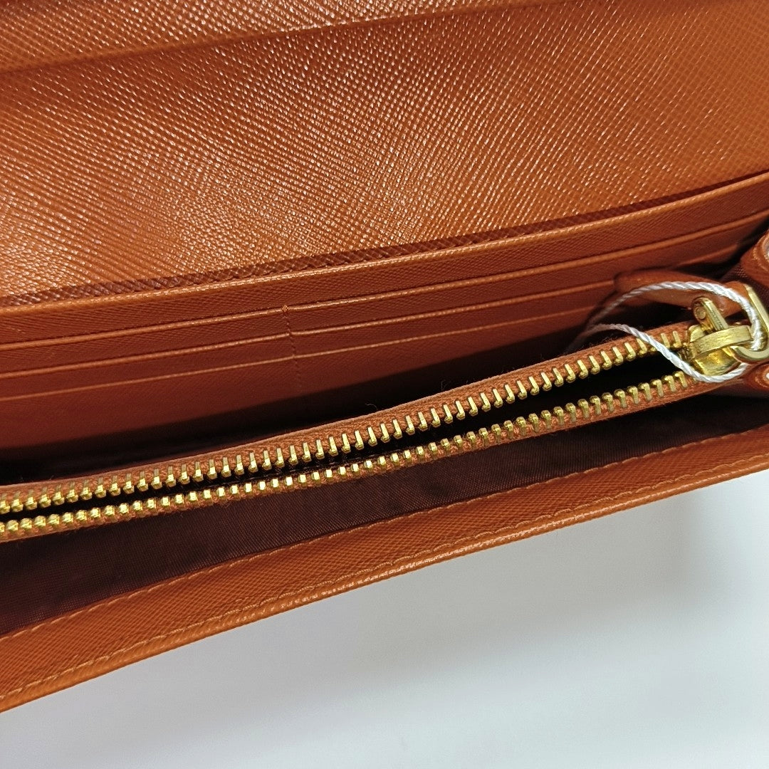 Fold Wallet Saffiano Calfskin Orange Wallet
