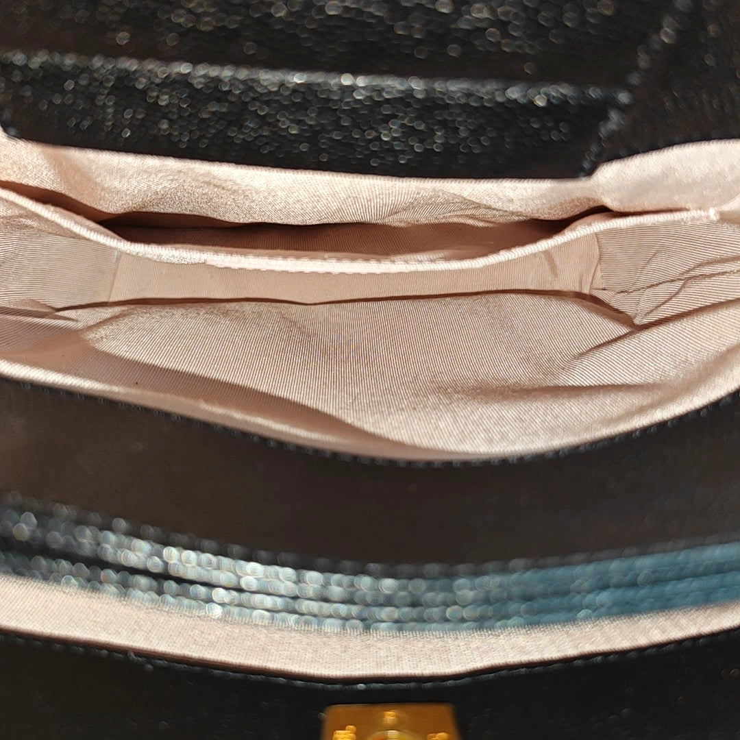 Quilted Grained Calfskin Shoulder Bag Black