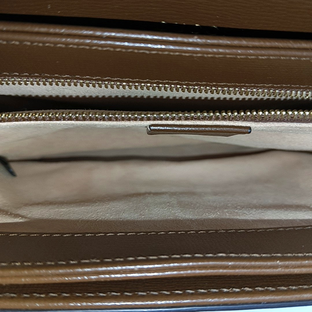 Horsebit 1955 Medium Monogram Coated Canvas Beige