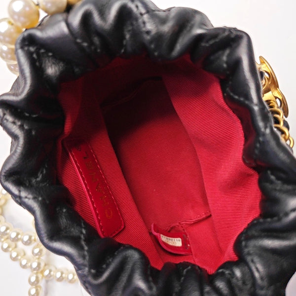 DRAWSTRING Mini Quilted Calfskin Black