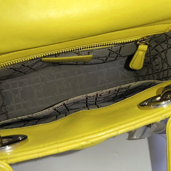 Authenticated pre-owned  Lady Dior Small Cannage Lambskin Yellow - Tote Bag at Looply