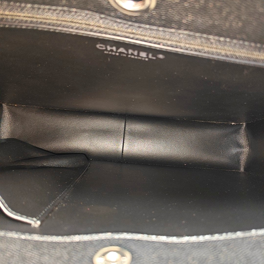 Quilted Grained Calfskin Shoulder Bag Black