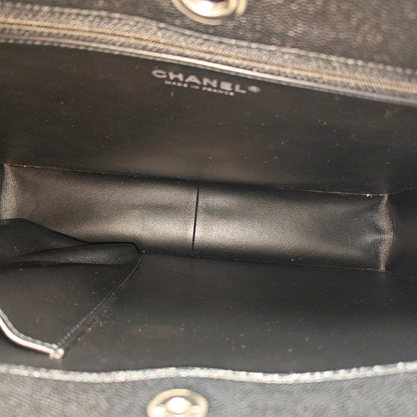 Quilted Grained Calfskin Shoulder Bag Black