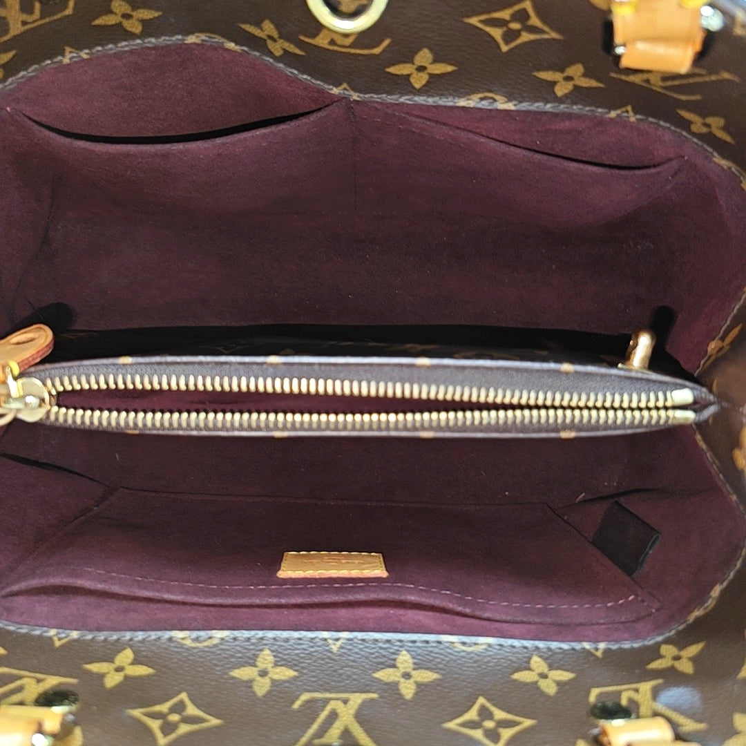 MONTAIGNE MM Monogram Coated Canvas Brown