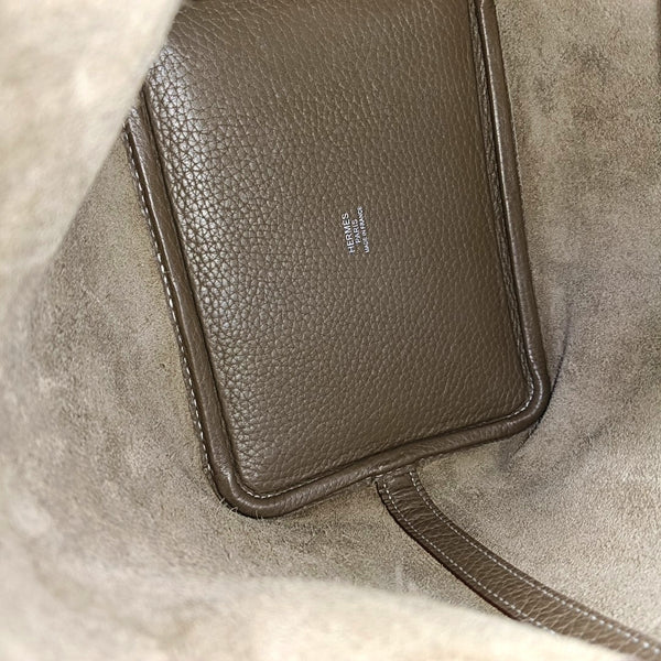 Authenticated pre-owned  Picotin Lock 18 Clemence Grey - Bucket Bag at Looply