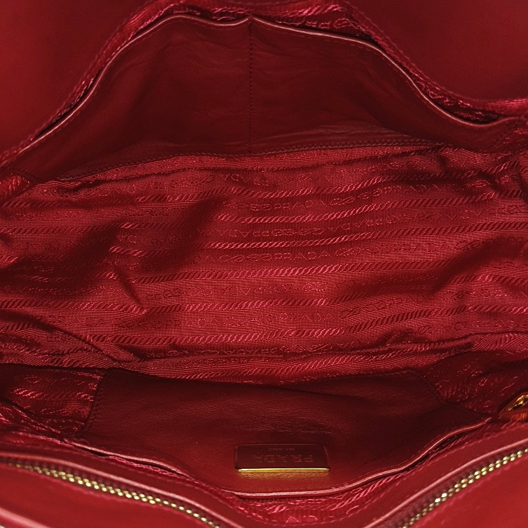 Quilted Nylon Tote Bag Red