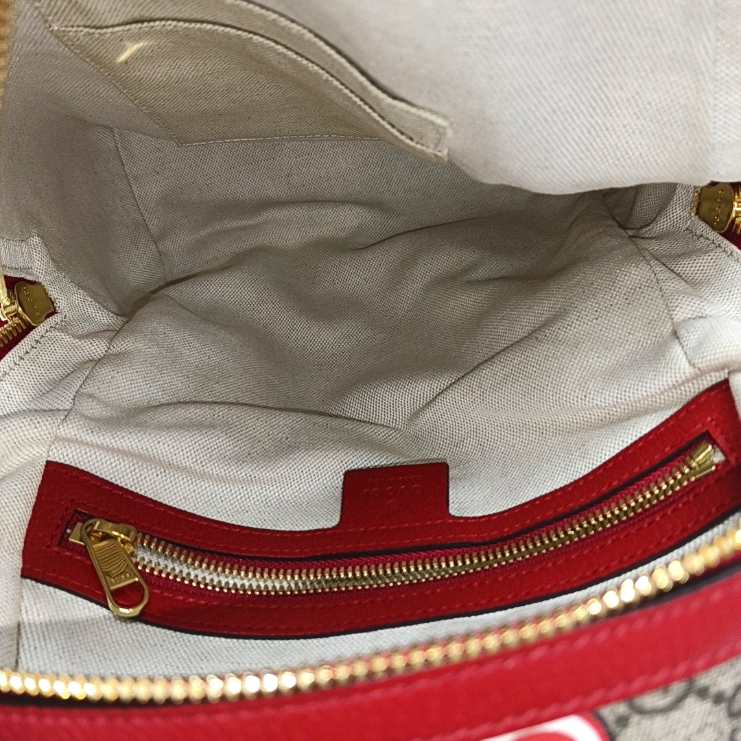 GG Supreme Small Monogram Coated Canvas Beige