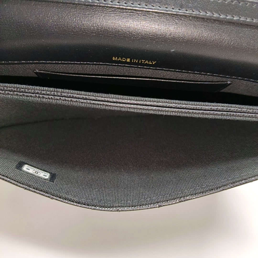 Quilted Grained Calfskin Shoulder Bag Black