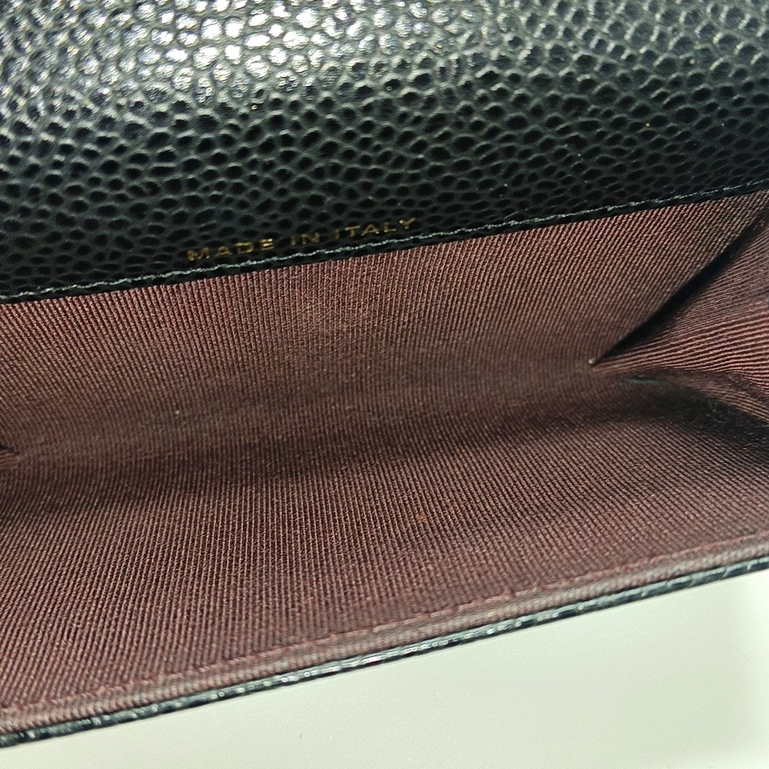 CLASSIC FLAP Quilted Grained Calfskin Black Wallet