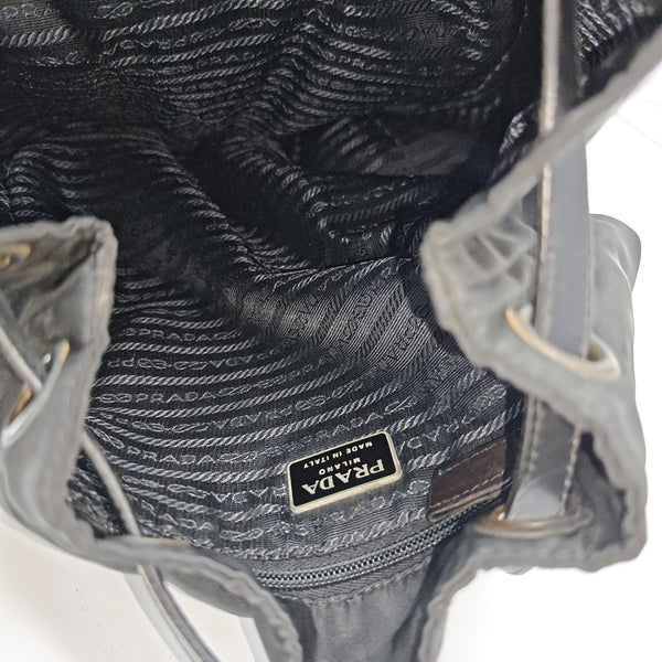 Quilted Nylon Backpack Black