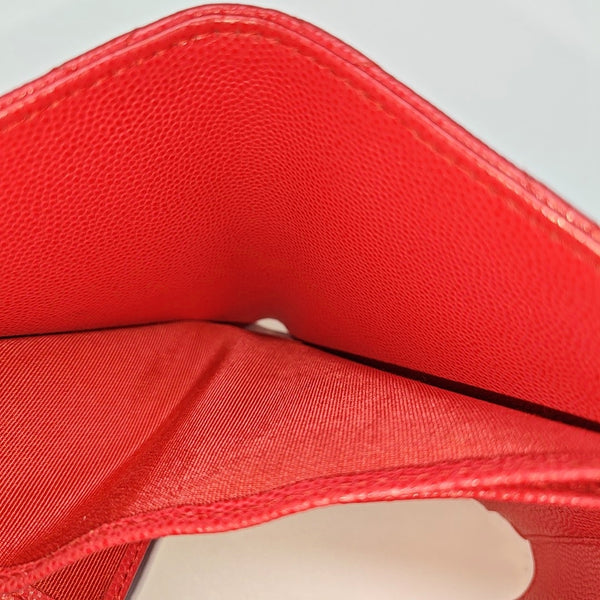 Quilted Grained Calfskin Wallet Small Red