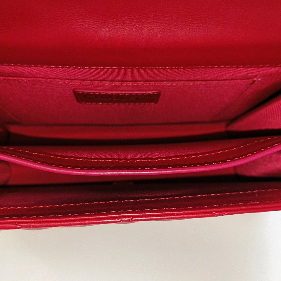 Quilted Calfskin Shoulder Bag Red