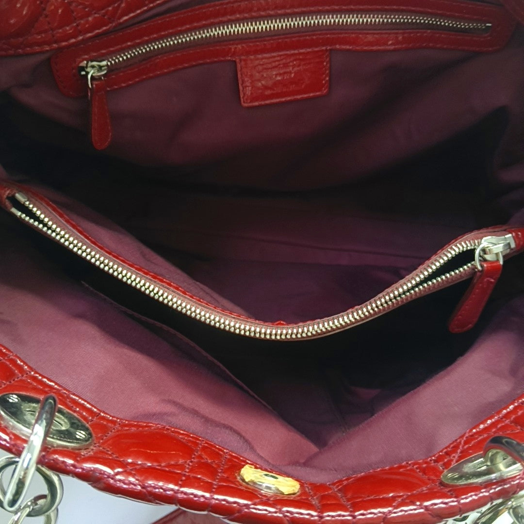 Dior Soft Large Cannage Patent Leather Red