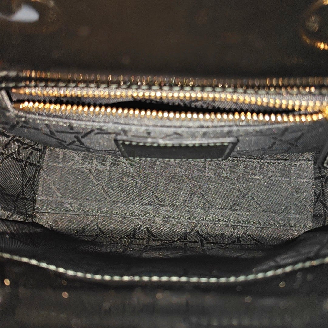 Lady Dior Mini Cannage Patent Leather Black