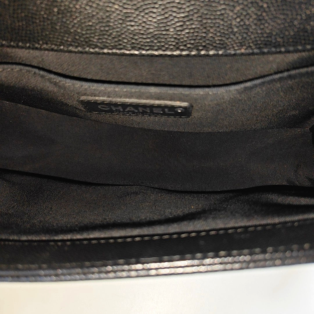 BOY CHANEL Medium Quilted Grained Calfskin Black