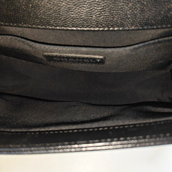 BOY CHANEL Medium Quilted Grained Calfskin Black