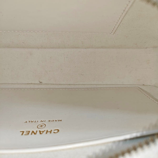 Quilted Grained Calfskin Shoulder Bag White