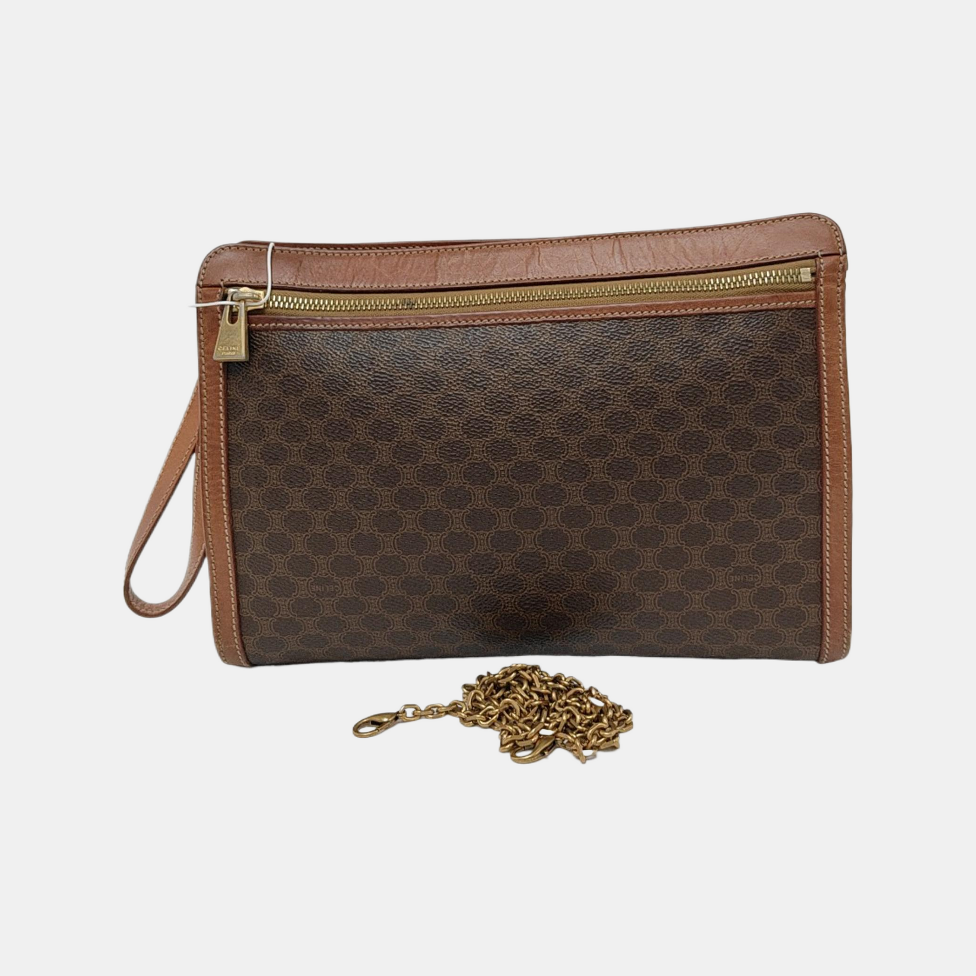 Authenticated pre-owned  MACADAM CLUTCHES Coated Canvas Brown - Clutch at Looply